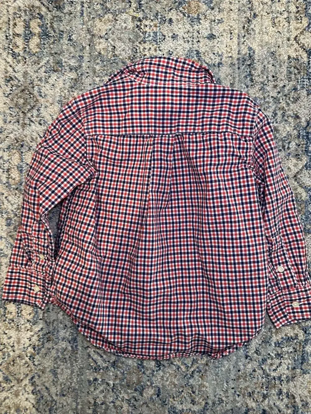 Ralph Lauren Boys Red Blue Gingham Check Long Sleeve Button Down Shirt Size 3T